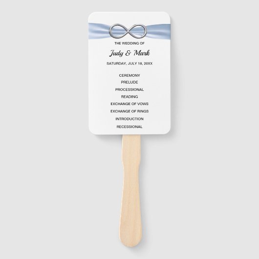 Blue Infinity Wedding Program Fans Fächer (Vorderseite)