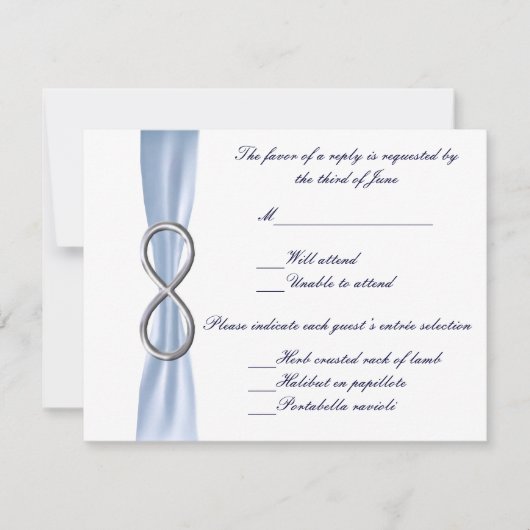 Blue Infinity Wedding Response Card RSVP Karte (Vorderseite)
