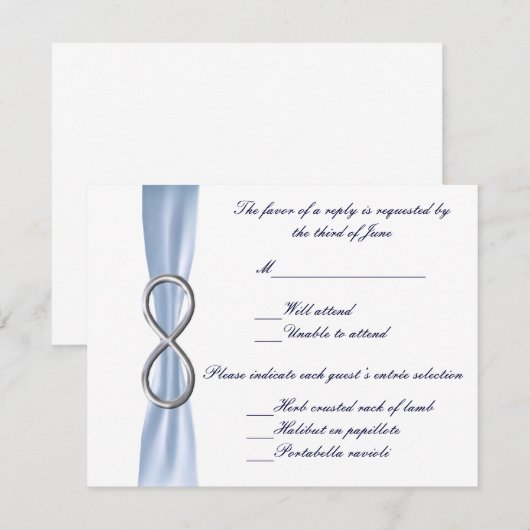 Blue Infinity Wedding Response Card RSVP Karte (Vorne/Hinten)