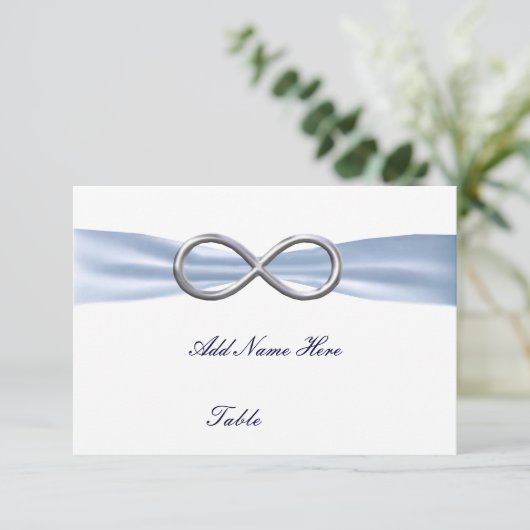 Blue Infinity Wedding Table Platzkarte (Stehend Vorderseite)