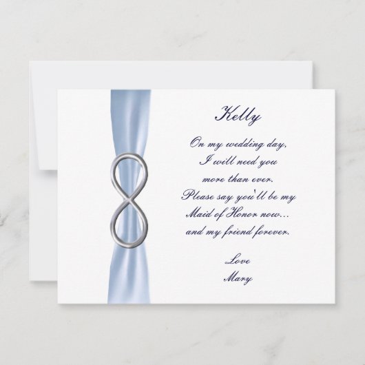 Blue Infinity Wedding Trauzeugin Card Einladung (Vorderseite)