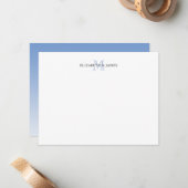 Blue Initial Mit Monogramm Couple Personalisiert Mitteilungskarte (Vorderseite/Rückseite Beispiel)