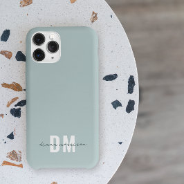 Blue & Initial Script Calligrafy Name Monogram Case-Mate iPhone Hülle