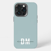 Blue & Initial Script Calligrafy Name Monogram iPhone Hülle (Hinten)