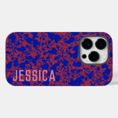 Blue Ink auf Red Simple Modern Case-Mate iPhone Hülle (Rückseite (Horizontal))