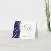 Blue Ink Gold Wedding Thank You Card Karte (Vorderseite)