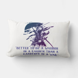 Blue Ink Samurai Art & Custom Quote Lumbar Pillow Lendenkissen