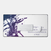 Blue Ink Samurai Warrior & Custom Quote Desk Mat Schreibtischunterlage (Tastatur & Maus)