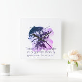 Blue Ink Samurai Warrior & Custom Quote Wall Clock Quadratische Wanduhr (Zuhause)