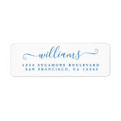 Blue Ink Script Nachname Rücksendeadresse (Vorne)