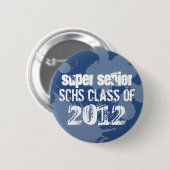 Blue ink Spritzer School Senior Class Button (Vorne & Hinten)