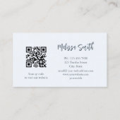 Blue Ink Watercolor Gold Agate Scan QR Code Visitenkarte (Rückseite)