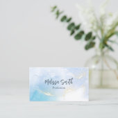 Blue Ink Watercolor Gold Agate Scan QR Code Visitenkarte (Stehend Vorderseite)