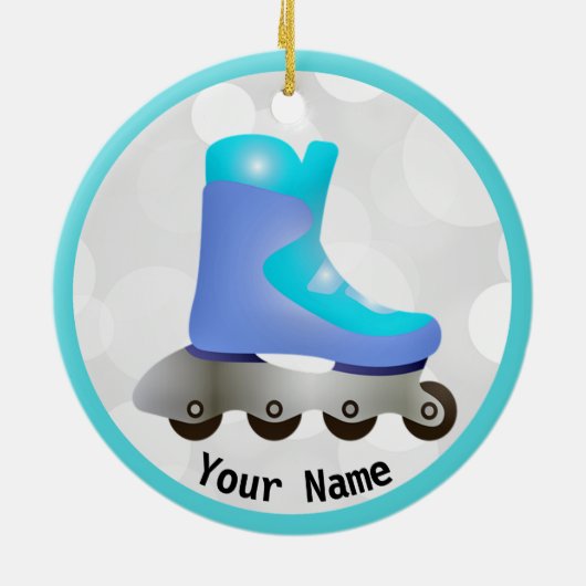 Blue Inline Skate Design Keramik Ornament (Hinten)