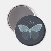 Blue Inspirational Joy Butterfly Magnet (Vorderseite/Rückseite)