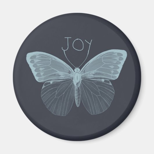 Blue Inspirational Joy Butterfly Magnet (Vorne)