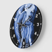 Blue Inverted Sideways Angel Große Wanduhr (Winkel)