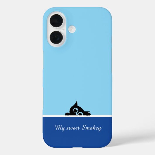 Blue iPhone Case with Cute Kitten Design (Rückseite)