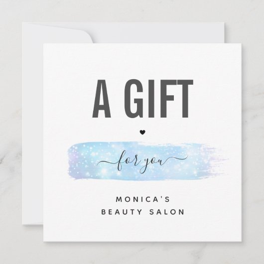 Blue Iridescent Brush Stroke Logo Schönheit Makeup (Vorderseite)