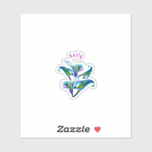 Blue Iridescent Holographic Calla Lilies Aufkleber