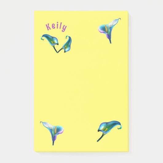 Blue Iridescent Holographic Calla Lilies Post-it Klebezettel (Vorderseite)