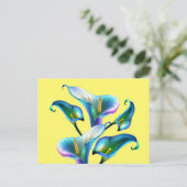 Blue Iridescent Holographic Calla Lilies Postkarte (Stehend Vorderseite)
