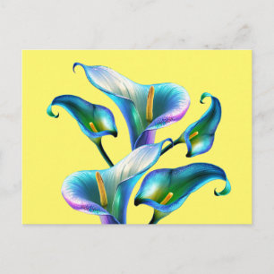 Blue Iridescent Holographic Calla Lilies Postkarte