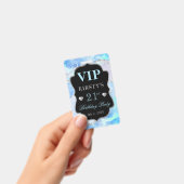Blue Iridescent Silver Glitzer Agate Birthday VIP Ausweis (Handheld)