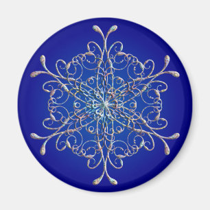 Blue Iridescent Snowflake Magnet