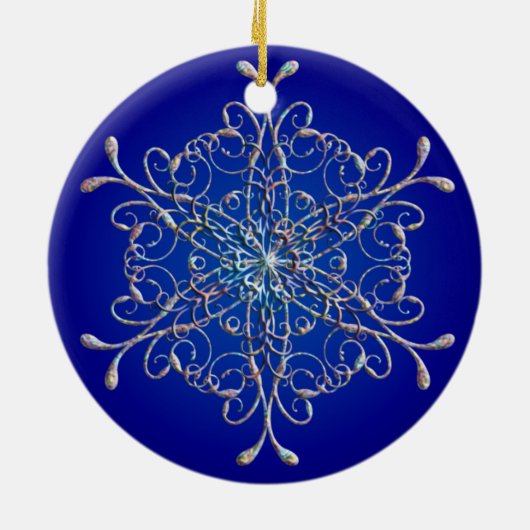 Blue Iridescent Snowflake Ornament (Hinten)