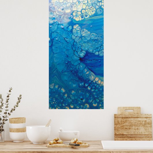 Blue Iridesing Modern Abstrakt Fluid Art Poster (Küche)