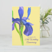 Blue Iris 25-jähriges Party zum Hochzeitstag Einladung (Stehend Vorderseite)