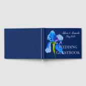 Blue Iris Aquarell Art Hochzeit Gästebuch (Voll)