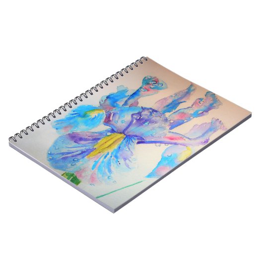 Blue Iris Art Blumengestalt Notizblock (Linke Seite)