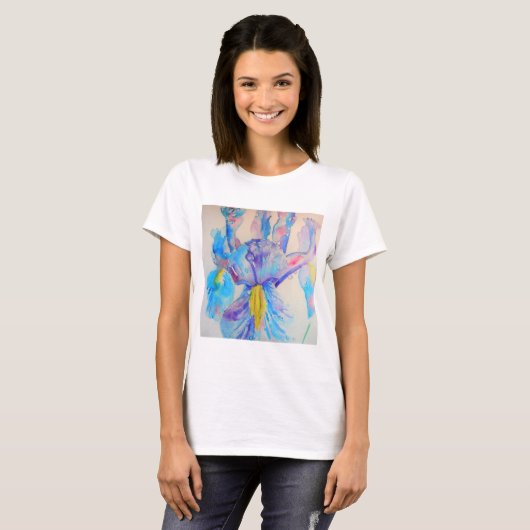 Blue Iris Art Blumengestalt T-Shirt (Vorne ganz)