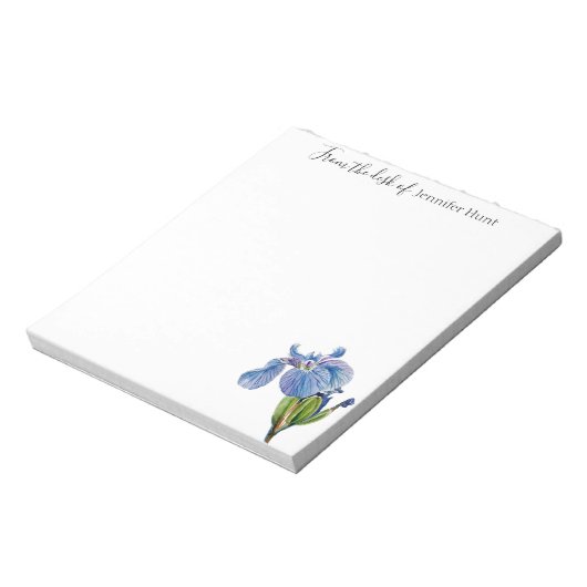 Blue Iris Blume Aquarell Notizblock (Rotiert)