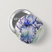 Blue Iris Blume Art Collection Button (Vorne & Hinten)