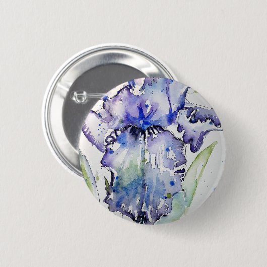 Blue Iris Blume Art Collection Button (Vorne & Hinten)