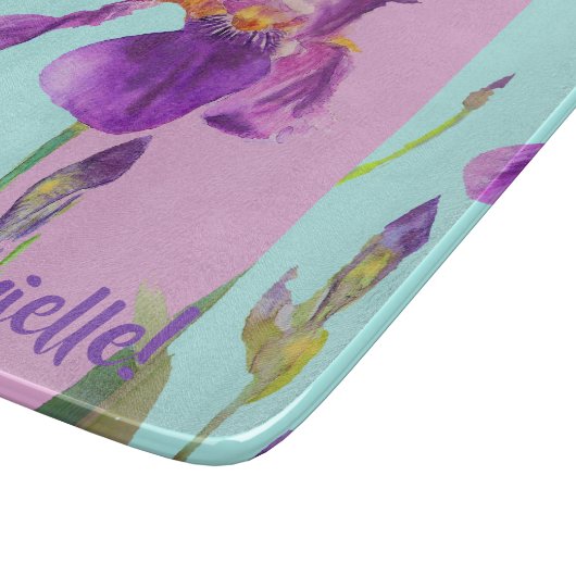 Blue Iris Blume Art Glass Coppingboard Schneidebrett (Ecke)