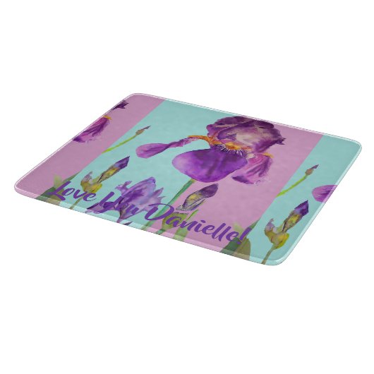 Blue Iris Blume Art Glass Coppingboard Schneidebrett (Ecke)