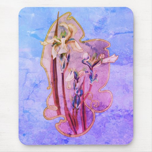 Blue Iris Blume Art Mousepad (Vorne)