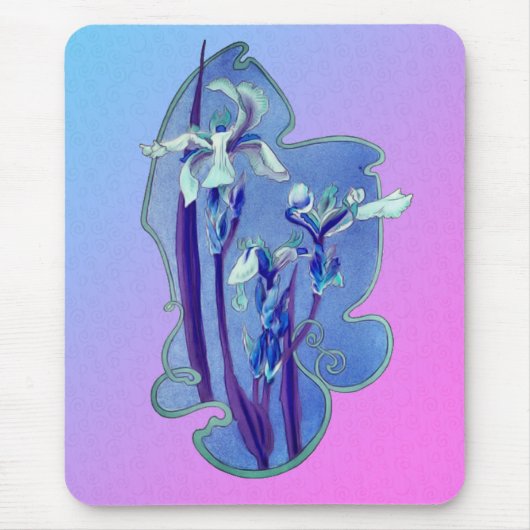 Blue Iris Blume Art Mousepad (Vorne)