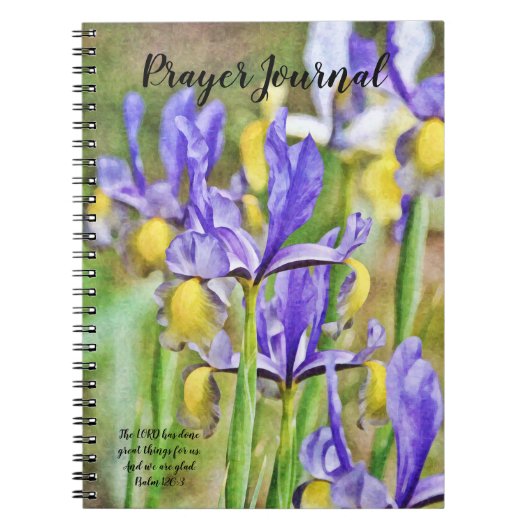 Blue Iris Blume Bible Verse Prayer Journal Notizblock (Vorderseite)