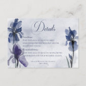 Blue Iris Blume Blue Modern Details Hochzeit Begleitkarte (Vorderseite)