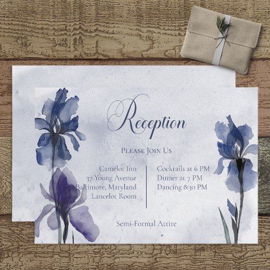 Blue Iris Blume Blue Modern Empfang Card Begleitkarte