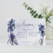 Blue Iris Blume Blue Modern Empfang Card Begleitkarte (Stehend Vorderseite)