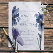 Blue Iris Blume Blue Modern Wedding Einladung