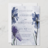 Blue Iris Blume Blue Modern Wedding Einladung (Vorderseite)