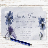 Blue Iris Blume Blue Modern Wedding Save The Date