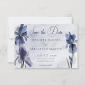 Blue Iris Blume Blue Modern Wedding Save The Date (Vorderseite)